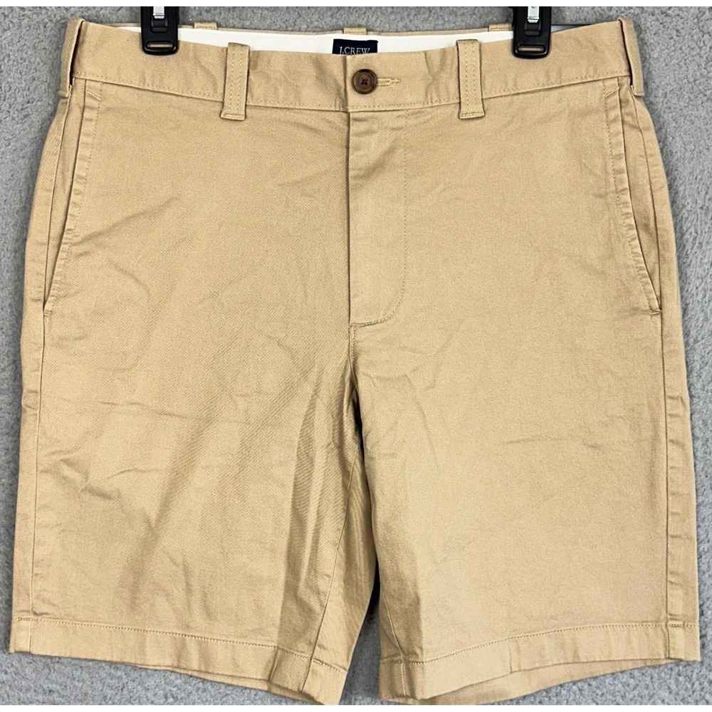 NEW J Crew Shorts Mens 31X9 Tan Khaki Chino Casual Flat Front Comfort Stretch